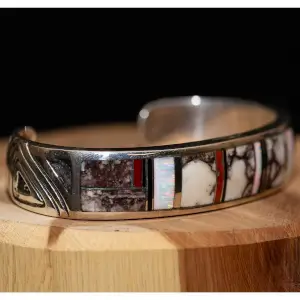 Whitehorse Inlay Thick Cuff Bracelet
