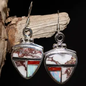 Whitehorse Inlay Triangle Drop Earrings