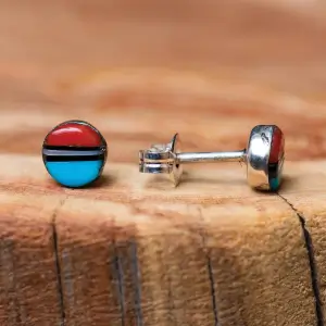 Zuni Pueblo Inlay Stud Earrings