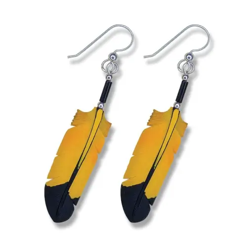 American Redstart Feather Earrings