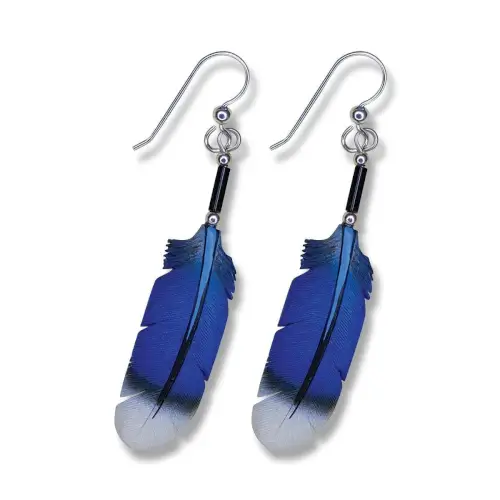 Blue Throated Hummingbird Feather Earrings