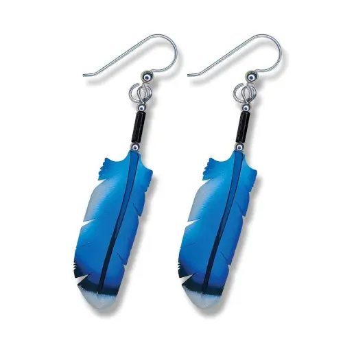 Mountain Bluebird Feather Earrings