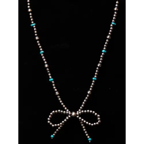 Pearls & Turquoise Bow Necklace