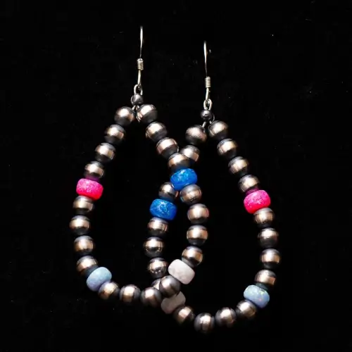 Navajo Pearls with Multi-Color Opal Earrings