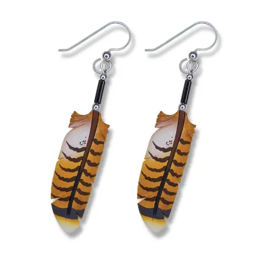 Red Hawk Feather Earrings