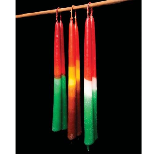 Set of 2 Green & Red Tapers