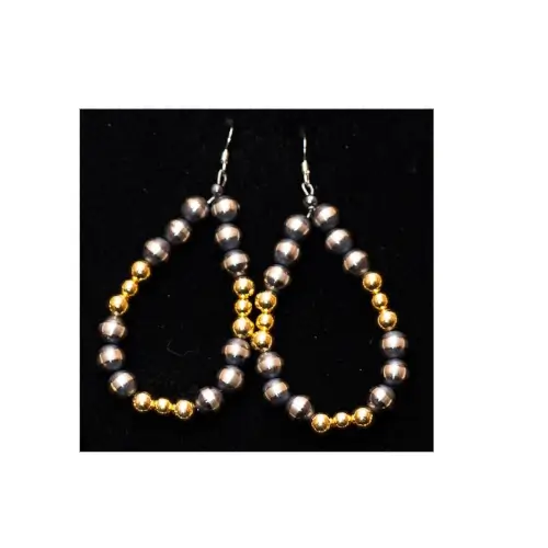 Silver & Gold Navajo Pearl Earrings
