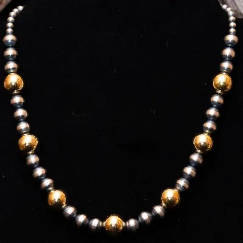 Silver & Gold Navajo Pearl Necklace