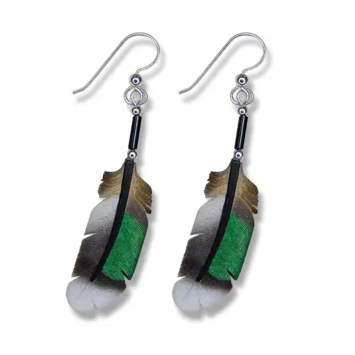 Teal Duck Feather Earrings
