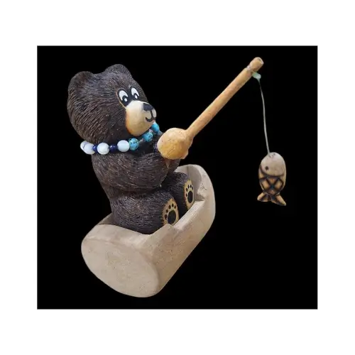 Zuni Fishing Bear With Canoe - Southwest Indian Foundation - 7681